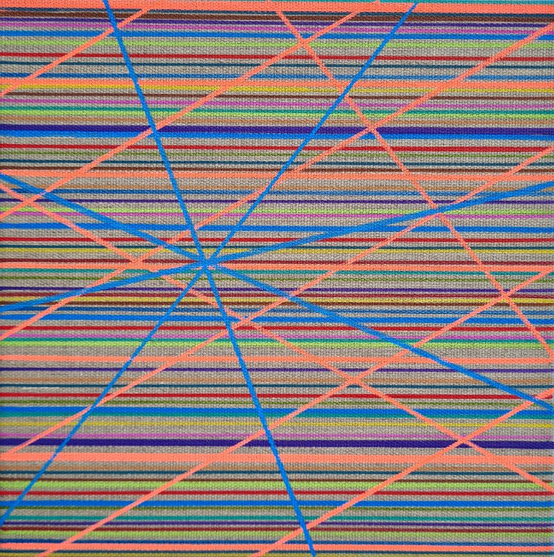 Coloured lines 1.1  hellblau 2026, 25x25, Acryl-Acrylstifte auf Leinwand, € 250